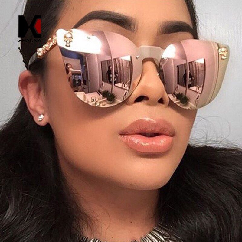 Golden BlackSHAUNA Cool Gothic Sunglasses Crystal Skull Women Steampunk Sunglasses Retro Men Punk Shades UV400