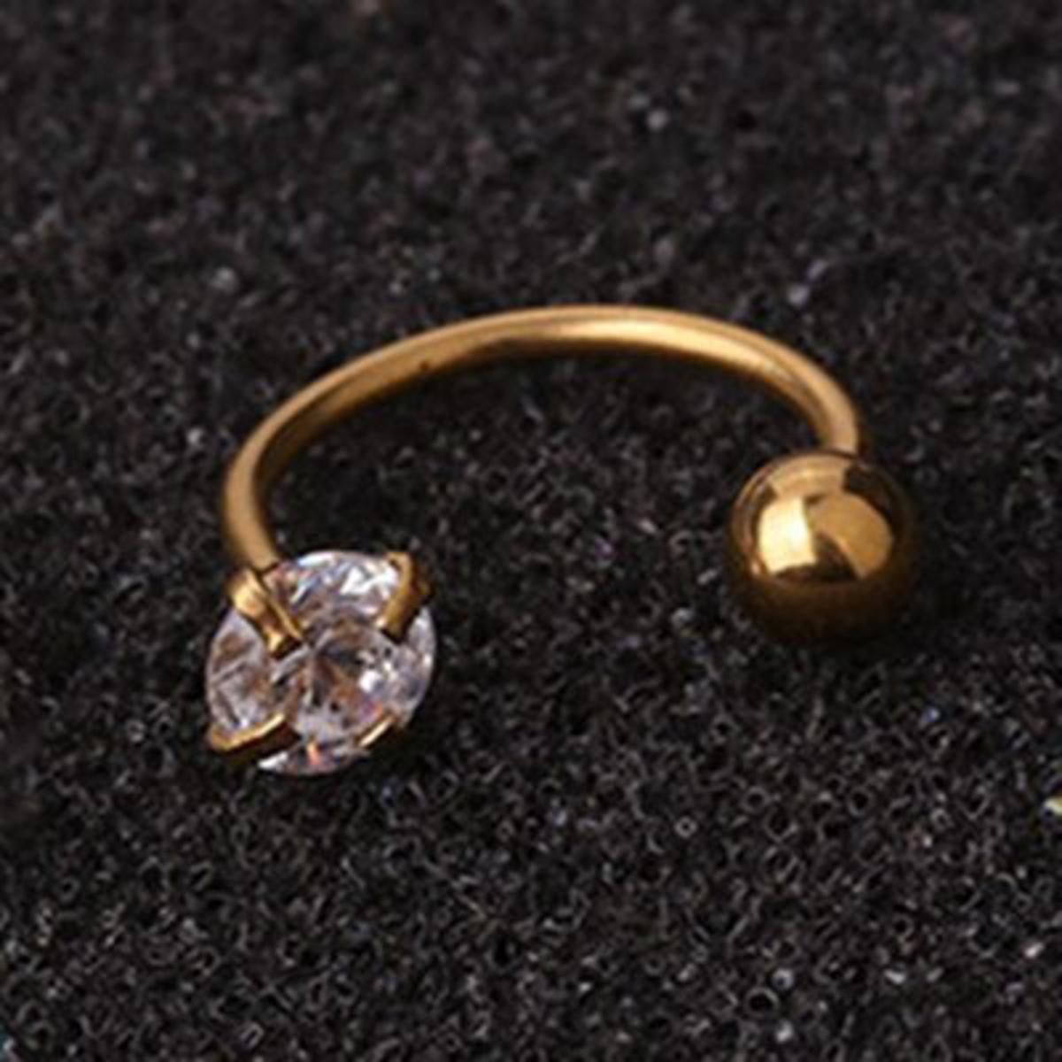 1Pc C-Shape Cartilage Earring Stainless Steel Cz Crystal Nose Ring Helix Tragus Conch Daith Lobe Body Piercing Jewelry 6mm/8mm