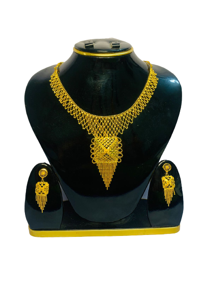 Glamorous Gold Plated Choker Necklace Set Combo For Women