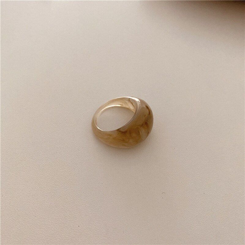 HUANZHI 2020  Colorful Transparent Acrylic Irregular Marble Pattern Ring Resin Tortoise Rings for Women Girls Jewelry