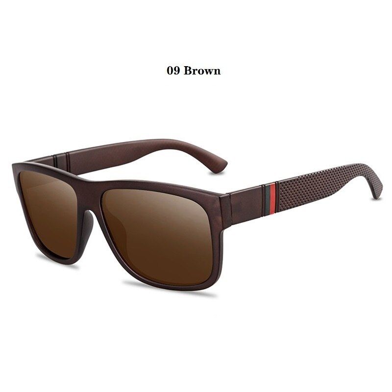 Fashion Vintage Polarized Sunglasses For Men Women Luxury Square Designer Sunglasses man Female Sun Glasses Male Eyewear UV400-09 Brown