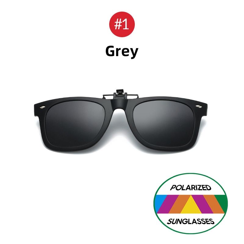 VIVIBEE Flip Up Clip on Sun Glasses for Men Driving Glasses Clips Light Fishing Female Anti-UVA UVB larized Night Vision Lens-1 Grey-without case