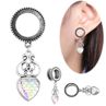 Women Piercing Jewelry Flesh Tunnel Ear Expander Heart Pendant Dangle Earrings
