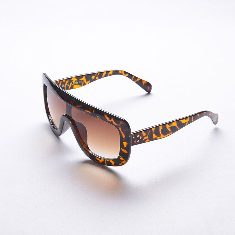 LeopardLuxury Vintage Shield Sunglasses Women Brand Designer 2018 Sun Glasses for Women Female Oversized Ladies Sunglass Mirror Oculos