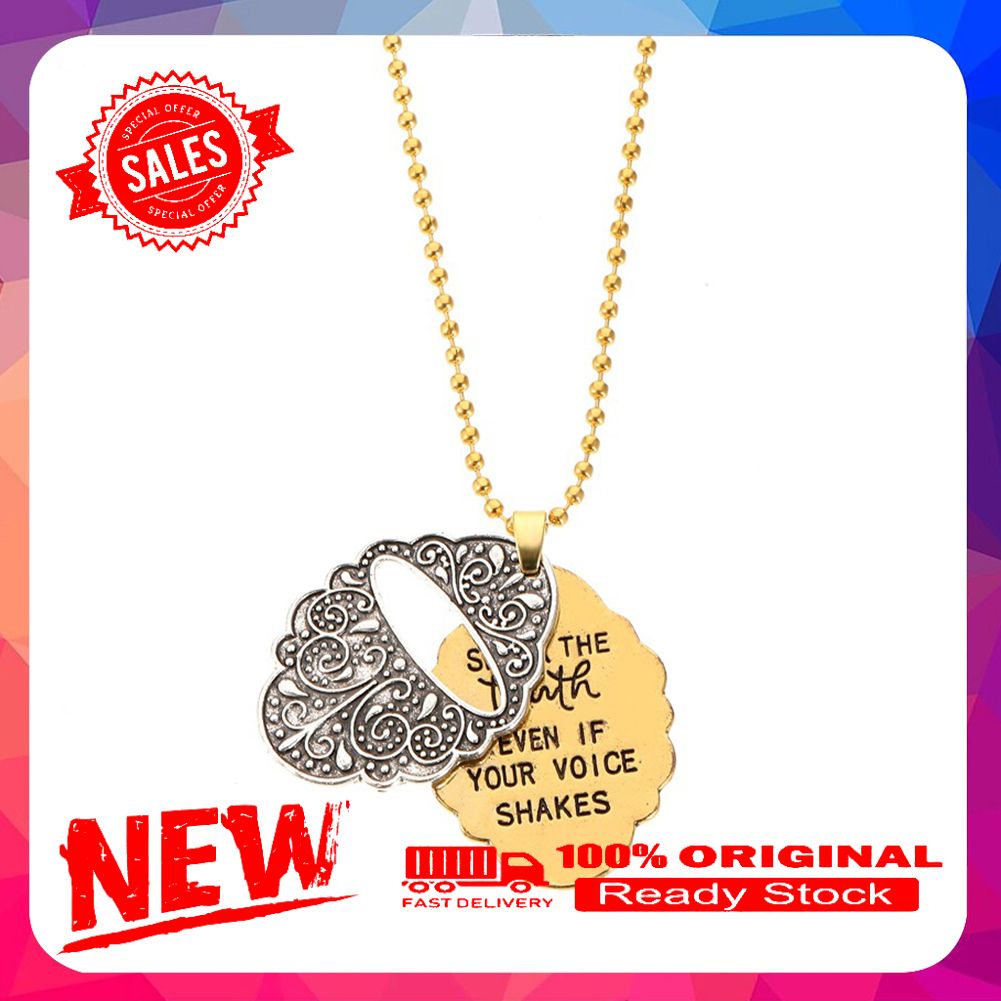 Double Pendant Alloy Carving Truth Letters Unisex Necklace Party Jewelry Gift