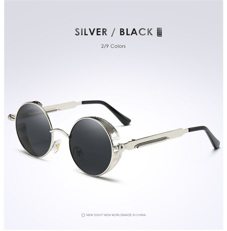 Silver BlackBrown Metal Polarized Sunglasses Gothic Steampunk Sunglasses Mens Womens Fashion Retro Vintage Side Shield Eyewear Shades 2021