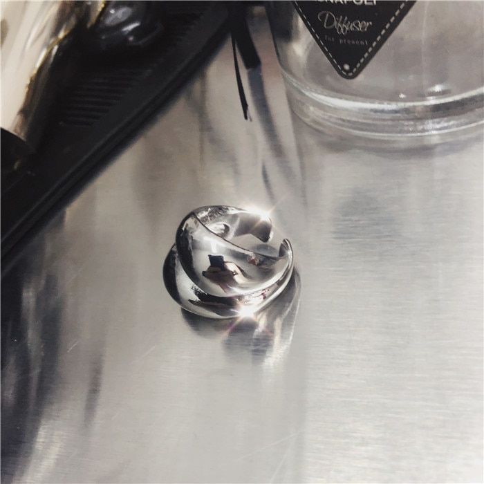 HUANZHI 2020 Gold Color Silver Color Metal Minimalist Glossy Wide  Open Rings Geometric Finger Rings for Women Men Jewelry