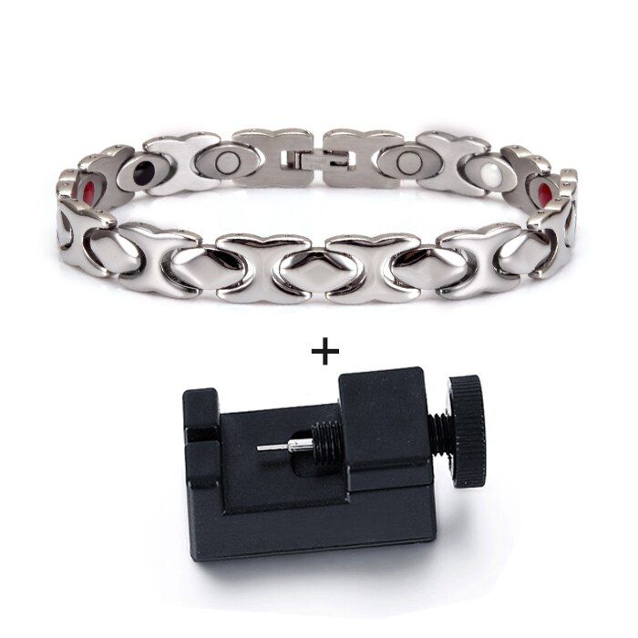 Cross Steel Magnetic Bracelet Male Chain Link Stainless Steel Men Bracelet Benefits Energy Germanium Magnetic Bracelet for Men