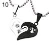 2Pcs/Set I Love You Rhinestone Inlaid Matching Heart Pendant Couple Neckle