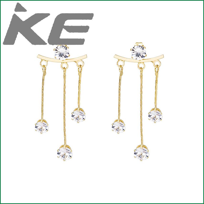 Needle Long Rhinestone Tassel Earrings Fashion Two Stud Earrings for gilrs for women low price