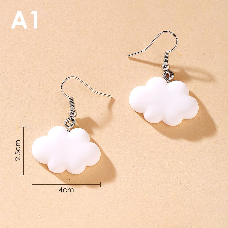 Cute White Cloud Stud Earrings Rainbow Delicate Clouds For Women Girls Ear