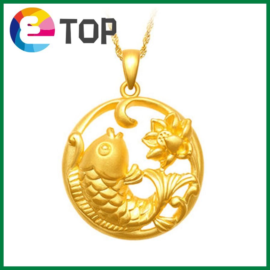 Creative Cute Lotus Fish Pendant Copper Gold-Plated Sandblasted Lotus Koi Fish Pendant Sand Surface Fish Play Lotus Pendant