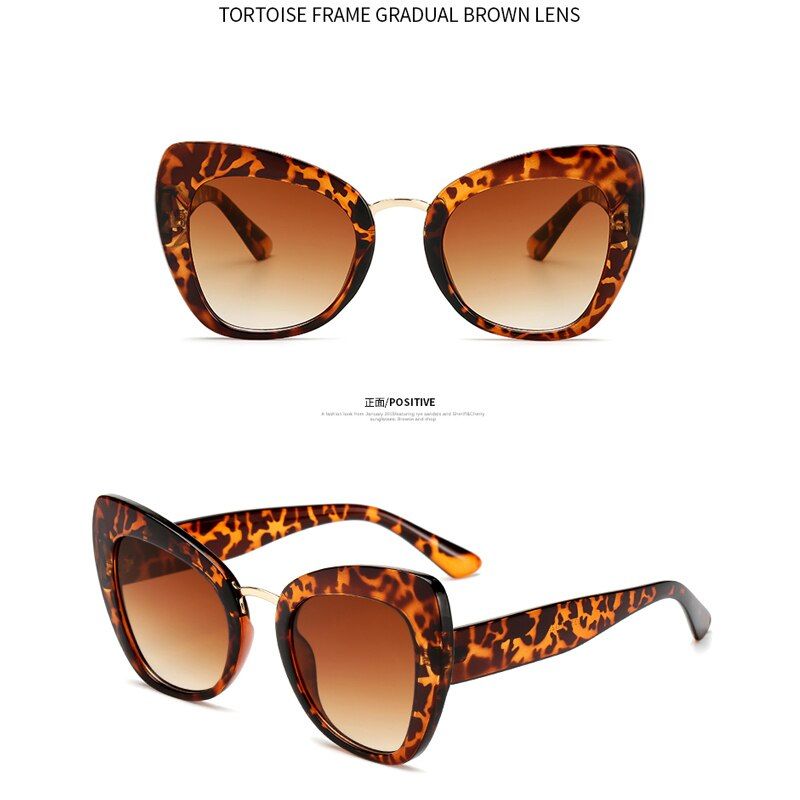 tortoise-teaOversized Cat Eye Sunglasses women luxury brand 2019 cateye glasses love shape stylish graffiti lunette de soleil femme