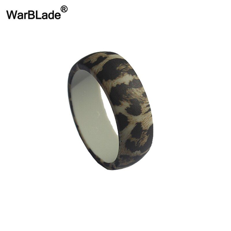 Men Leopard Print Silicone Ring Size 7-14 Hypoallergenic Crossfit Flexible Rubber Finger Ring For Men Women Wedding Rings Bands