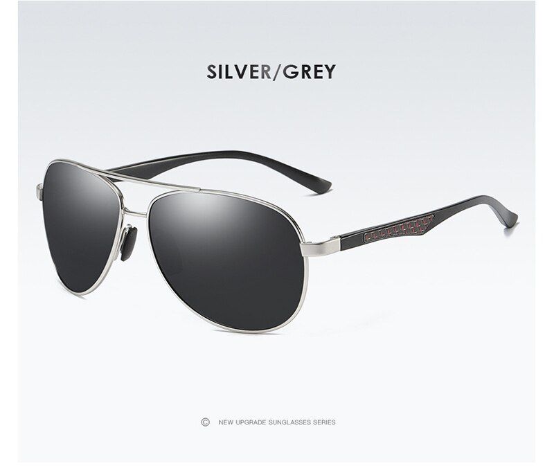 Silver GrayLeather Glasses CaseAORON Mens Polarized Sunglasses Classic Fashion Frame Driving Sunglasses for Men