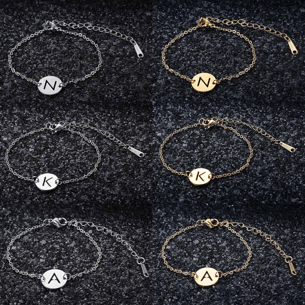 LaVixMia Authentic Stainless Steel Initial Jewelry Bracelet Wholesale Female A-Z Letters Charm Bracelets Dropshipping