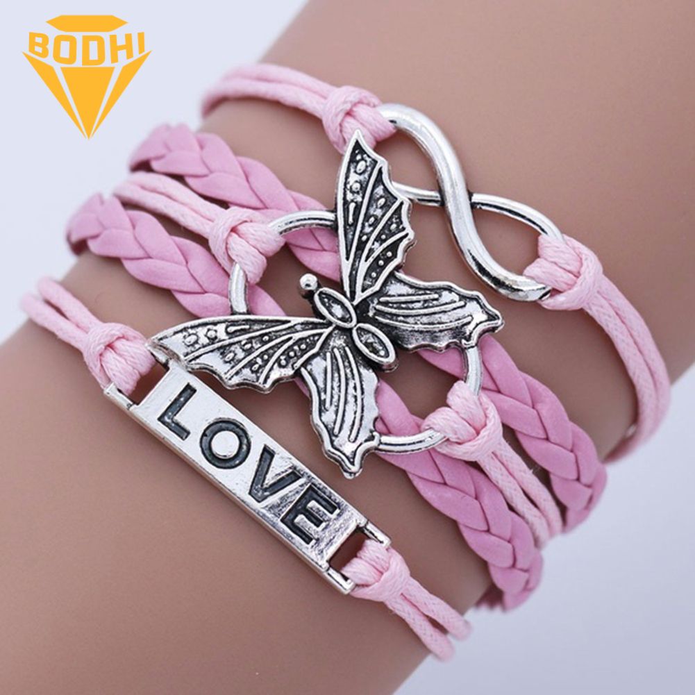 Vintage Handmade Women Knitted Multi Layer Butterfly Bracelet Jewelry Chain