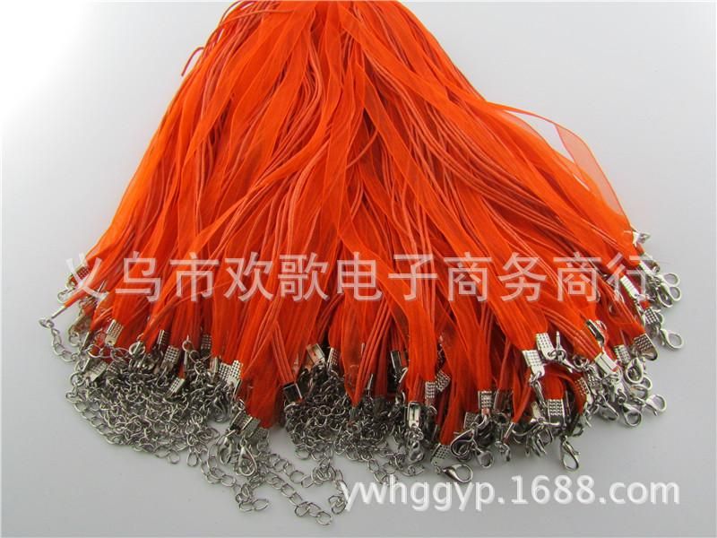10pcs/lot Assorted Colors Organza Ribbon Necklace Cord with Lobster Clasp For DIY Jewelry Making FK-1