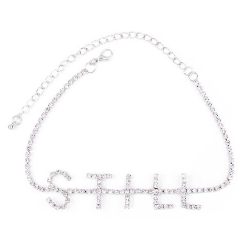 Euramerican Style Rhinestone Decoration Lettering Earrings Claw Chain Necklace