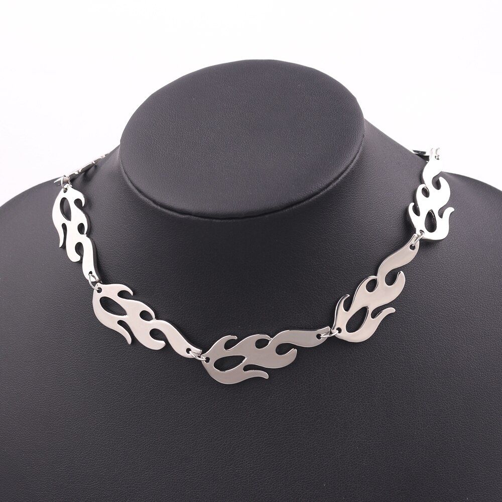 Punk Style Thorns Unisex Choker Necklace Harajuku Streetwear Barbed Wire Brambles Flame Padlock Pendant Necklace Metal Jewelry