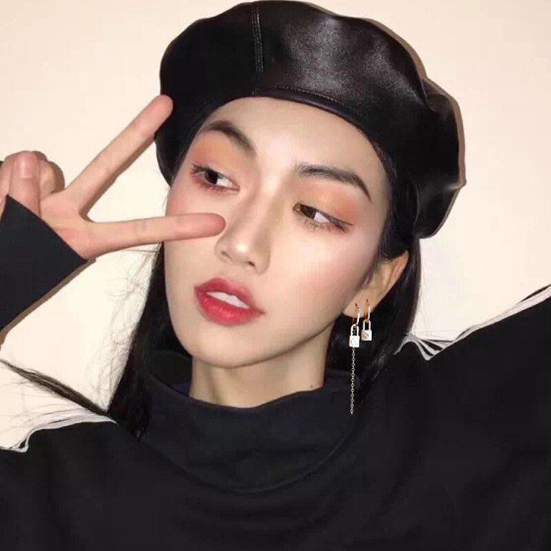 Lock Long Chain Earrings Punk Asymmetrical Geometric Tassel Piercing Earring For Women Hip Hop Cool Girl Jewelry Gift