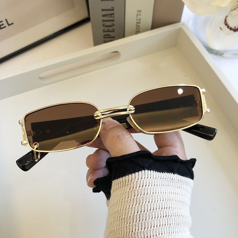 2021 Popular Fashion Small heavy Rectangle Women Luxury Sunglasses  Designer Vintage Punk Men Sun Glasses Shades UV400-5