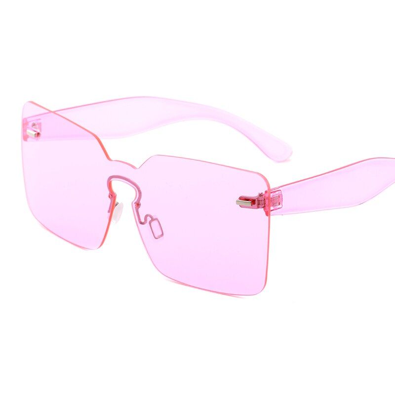 c2 pinkoversized square sunglasses women yellow red orange white blue green big large frameless sun glasses oculos de sol feminino
