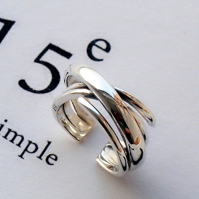 Arrivals Tibetan Silver Vintage Multilayer Smooth Rings For Women Cross Large Adjustable Size Finger Ring Fashion jewelry
