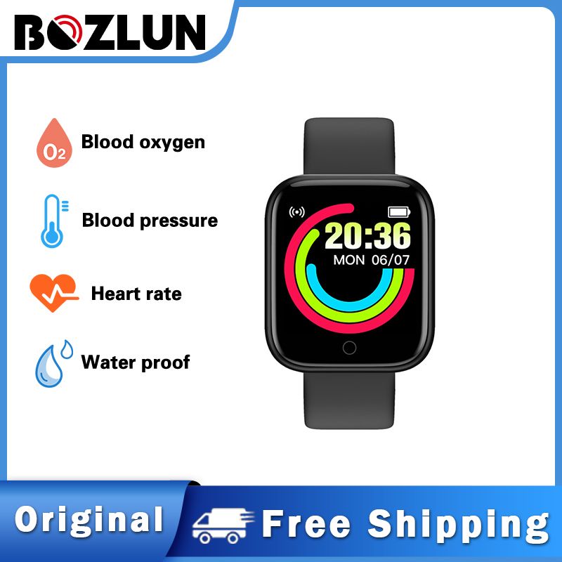 BOZLUN Smart Watch Sport Band Bluetooth Jam pintar SmartWatch Wristband Fitness Heart Rate Monitor For Men Women Y68S