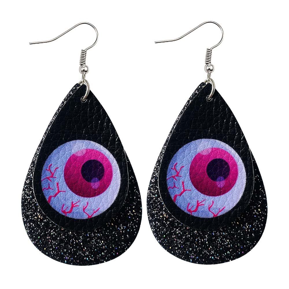 1 Pair Of Women's Drop-shaped Dangle Earrings Artificial Leather Earrings Jewelry Suitable For Halloween Gift
