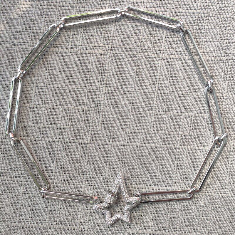 women pentagram pendant choker punk rectangle thick chain handmade summer trend clothes accessories daily wild man gifts(null)