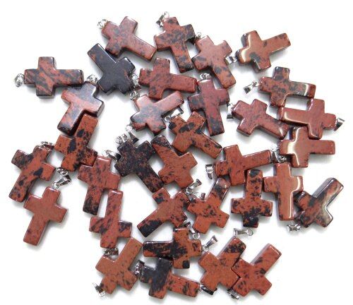Natural stone Quartz Crystal tiger eye Opal lapis Turquoises Cross pendants for diy Jewelry making Necklaces Accessories 24PCS