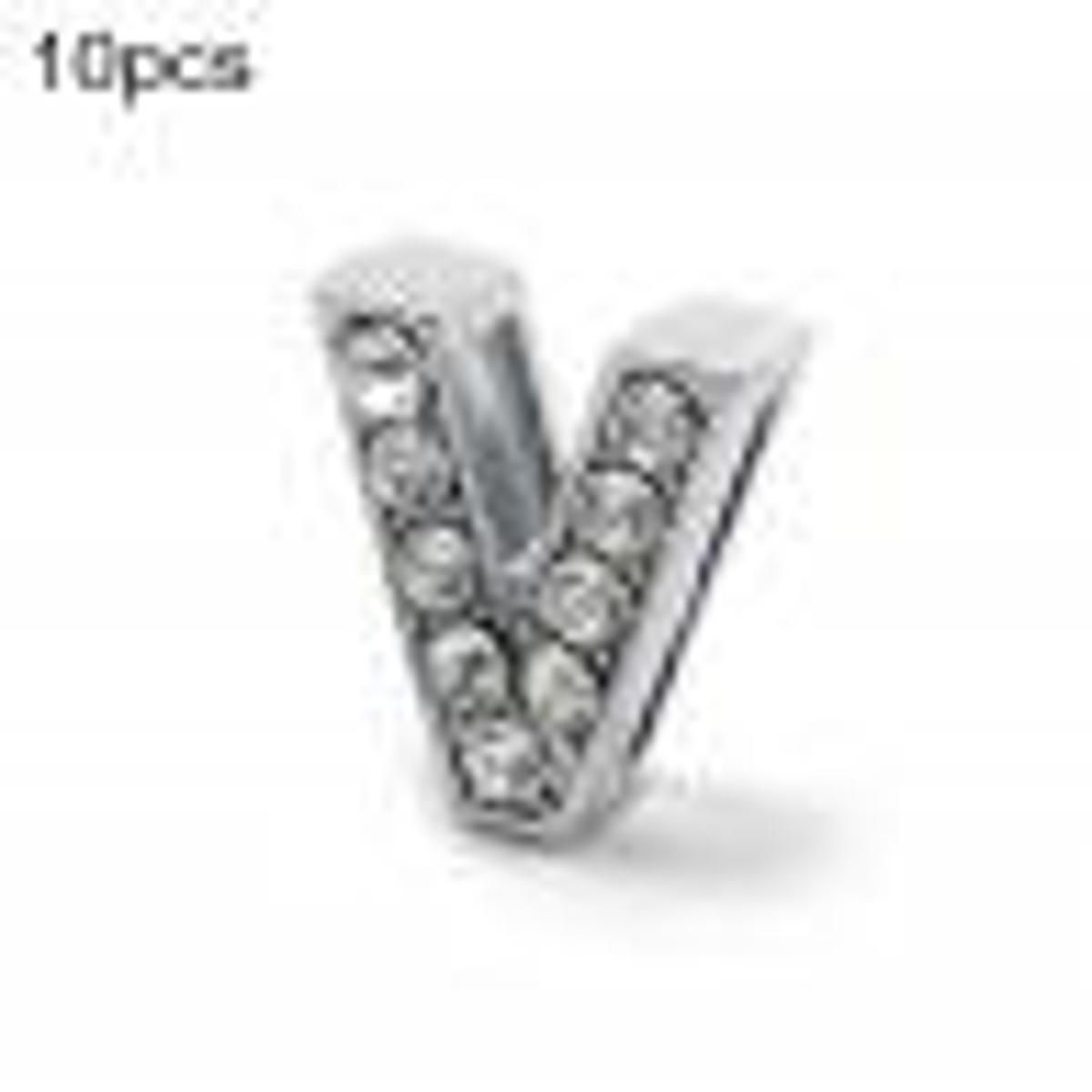 10Pcs A-Z 8mm Rhinestone Slide Letter Charm DIY for Leather Name Brelet Belt