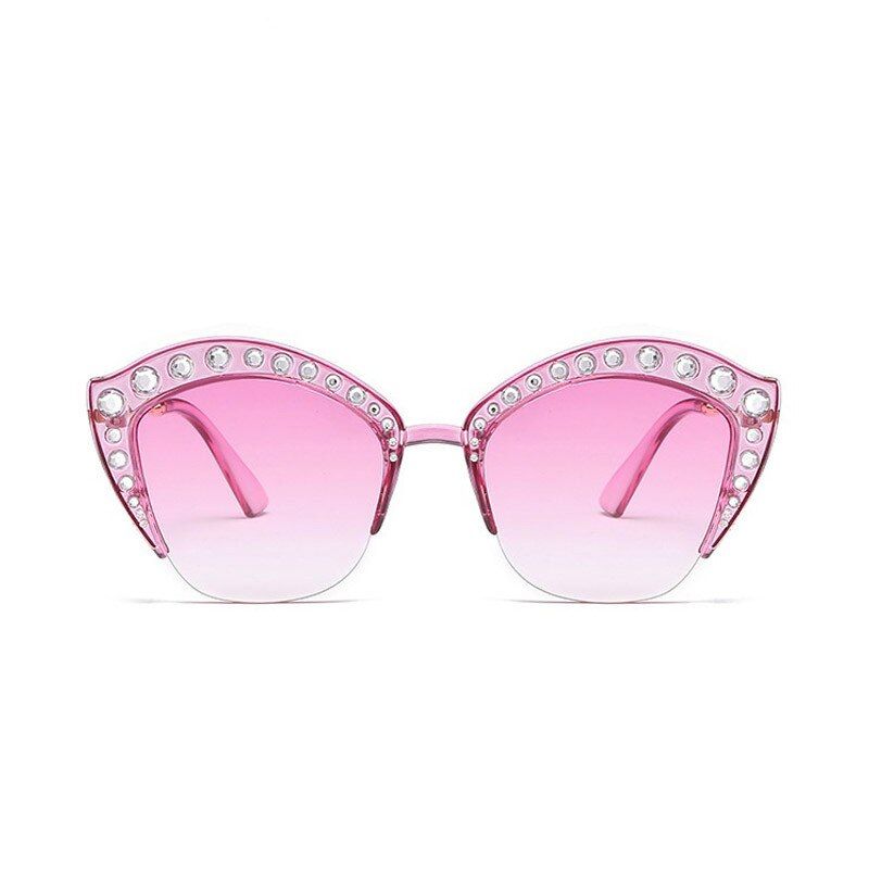 D399 purple purpleNew 2020 Fashion Brand Cat Eye Pink Sunglasses Woman Shades Mirror Female Rhinestone Sun Glasses For Female Coating Gafas UV400