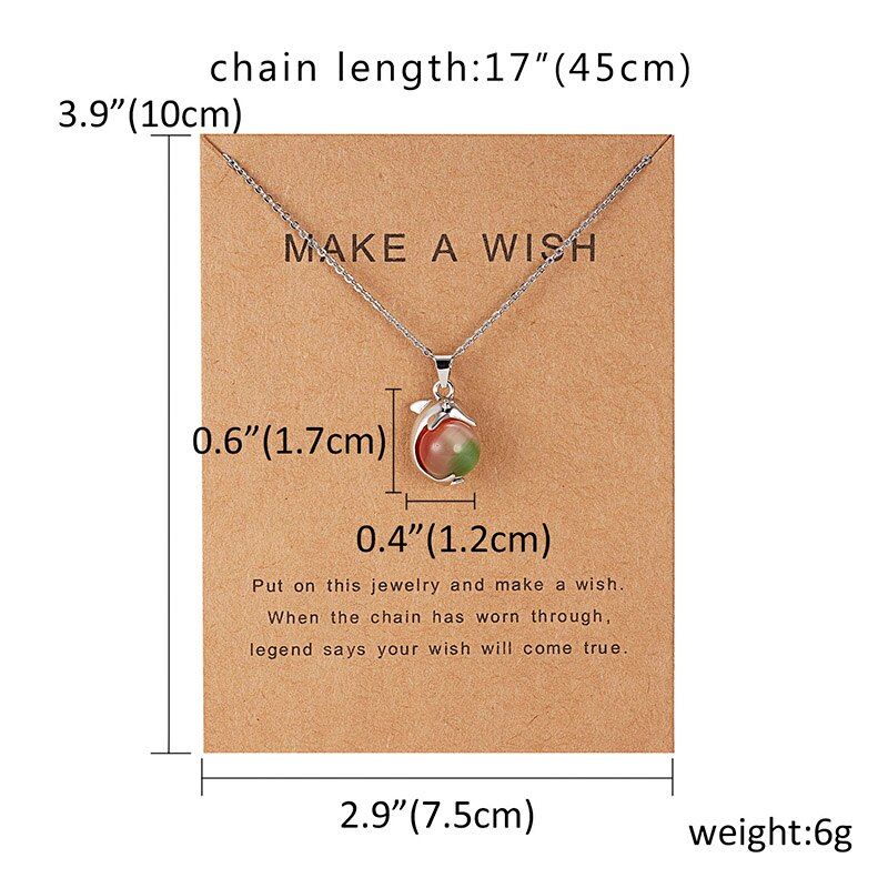 Natural Crystal Pendants Stone Flower Dolphin Pendant Chains Necklace For Women Jewelry(null)
