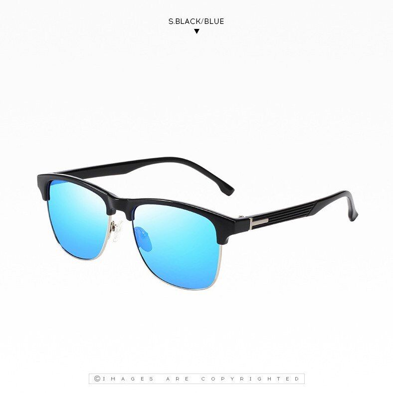 black silver bluePackage AHDSUNFLY Retro Polarized Sunglasses Women Men Classic Brand Designer Vintage Semi-Rimless Sun Glasses Driving Goggle Rays UV400