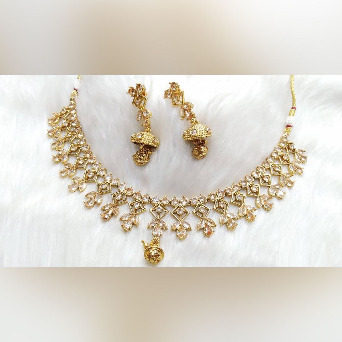Jaipuri copper gold-plated necklace Set  - (5 year's color guarantee)