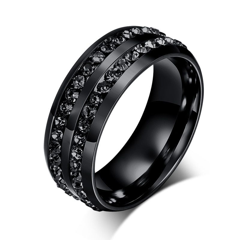 Choucong Fashion ring for women men AAA zircon Cz crystal Stainless Steel Lovers Party Wedding Band Ring Black gold Color