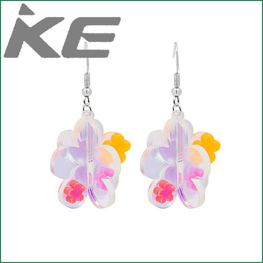 Needle Colorful Stereo Acrylic Flower Earrings Rainbow Girl Stud Earrings for gilrs for women low price