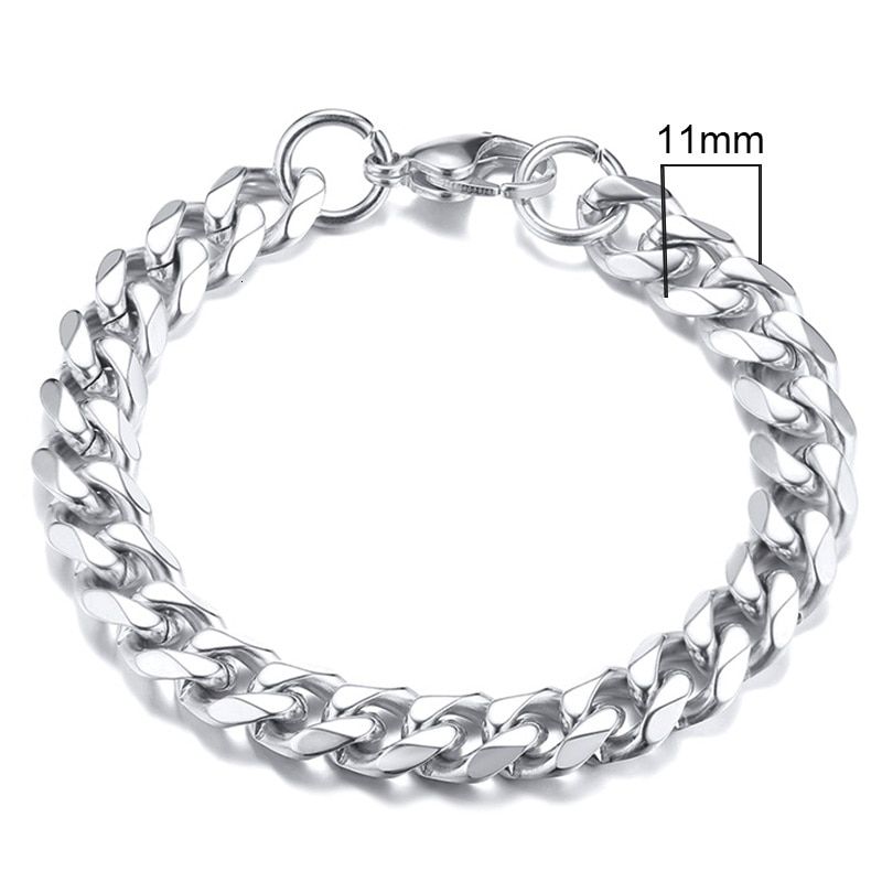 Vnox Mens Simple 3-11mm Stainless Curb Link Chain Bracelets for Women Unisex Wrist Jewelry Gifts