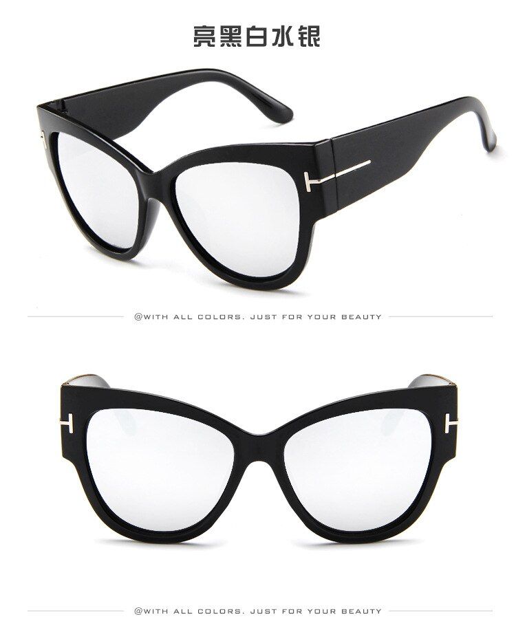 black-slivertom ford TF sunglasses women 2019 transparent leopard oversized cat eye summer shades oculos de sol feminino