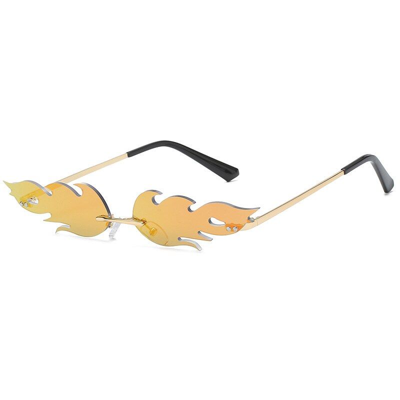 C 4oakshion 2019 Fashion Fire Flame Sunglasses Women Men Rimless Wave Sun Glasses Luxury Trendy Narrow Eyewear Streetwear