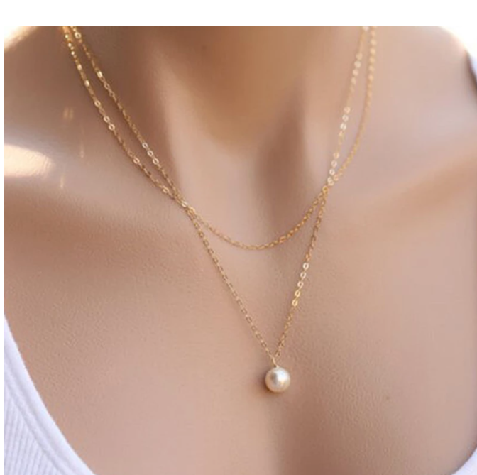 Sweet Simple Double Layer Pearl Collarbone Necklace Charming Women's Choker Chain Pendant Female Fashion New Year Jewelry Gifts