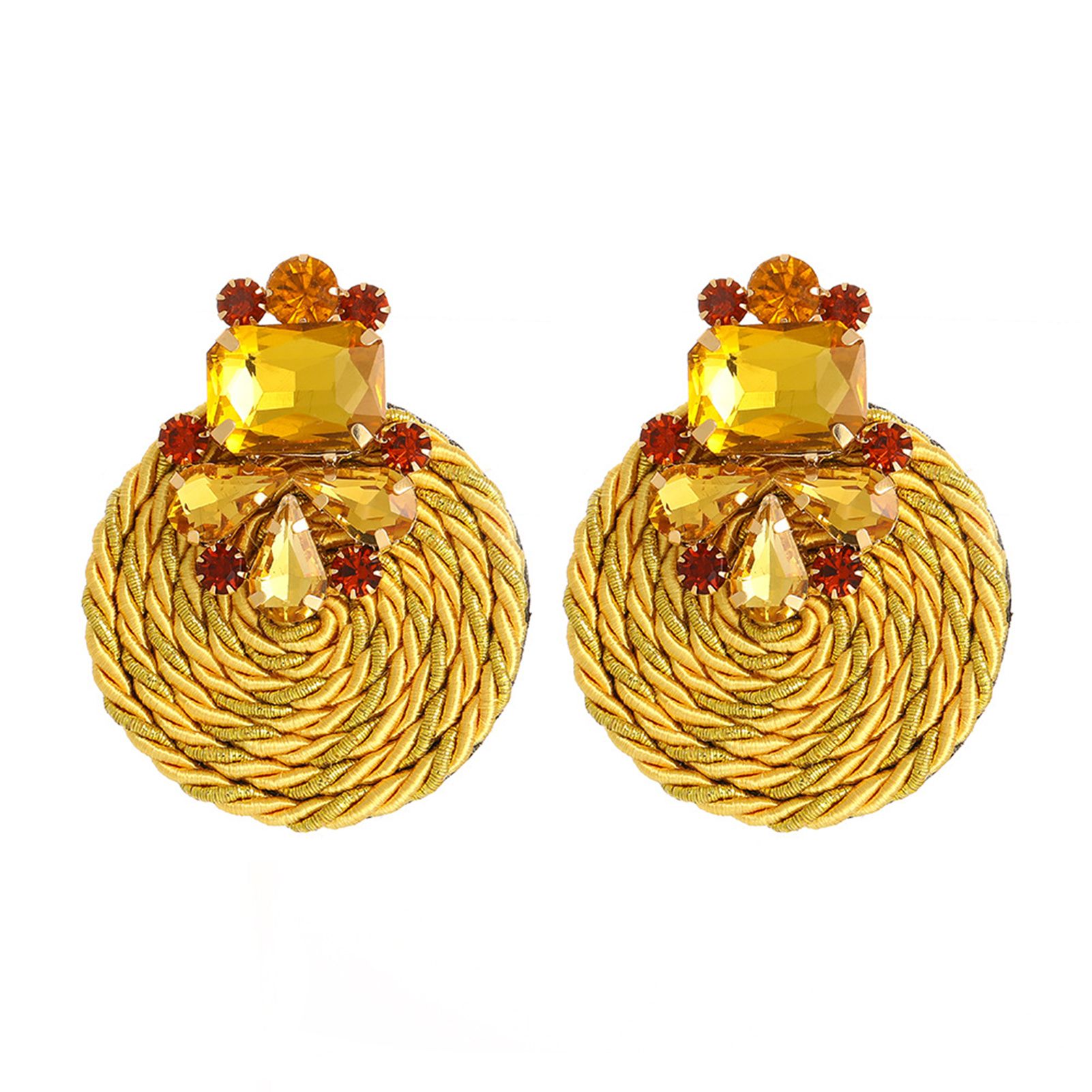1 Pair Women Handmade Exaggerated Round Rhinestone Drop Earring Fashion Jewelry