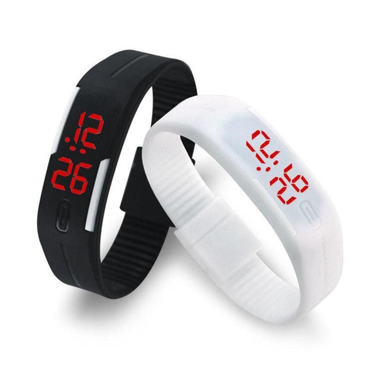 Simple style Watch Mens LED waterproof Rubber Sport Watch Candy Silicone Strap Square Dial Digital relogio feminino