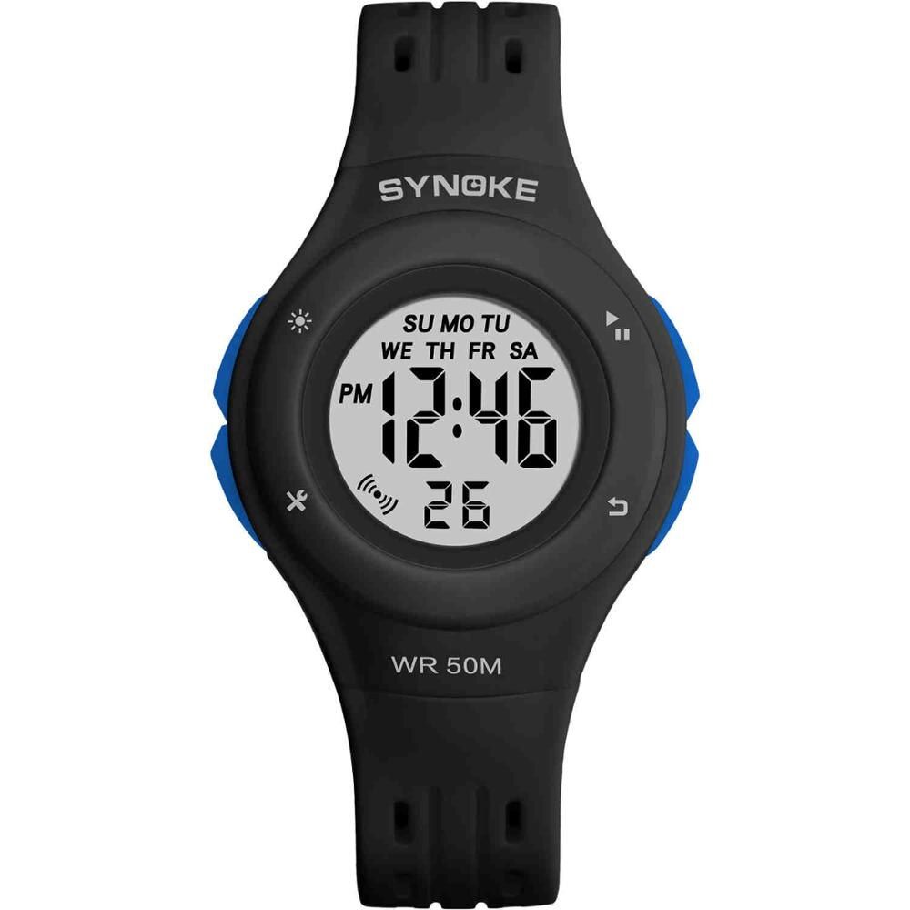SYNOKE Brand Children Watch  Fashion Blue Black Sports Watch Week LED Digital Watch Boy Girl Student Multi-function Clock