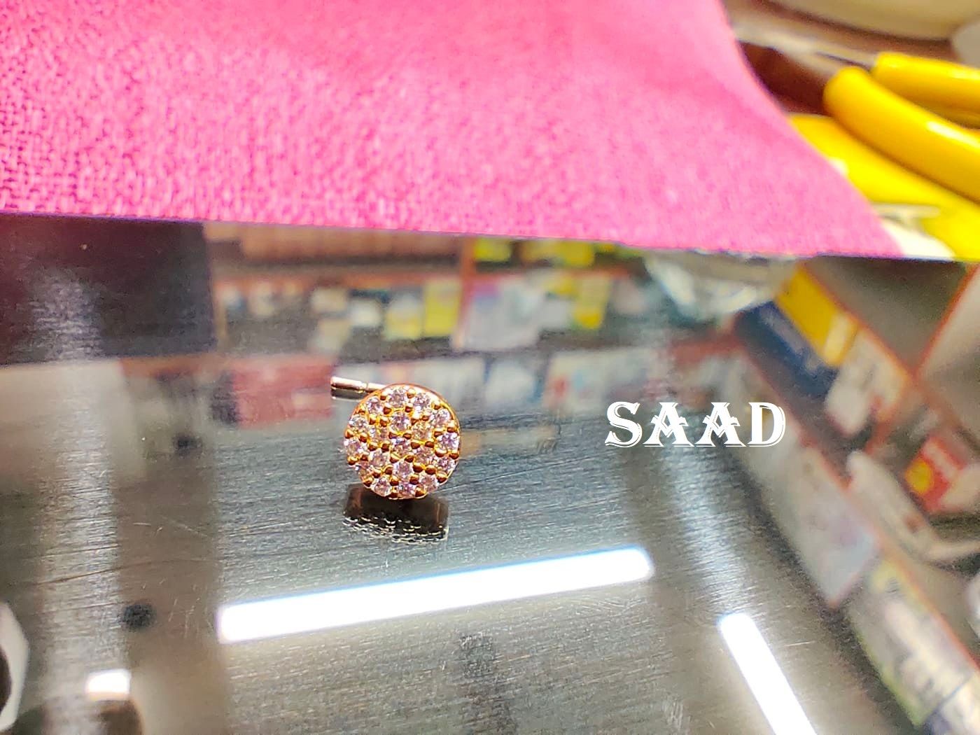 Nose Pin For Women , Round White Stone Golden New Model Trendy Design L Shape Nosering Or Nose Pin For Women & Girls.