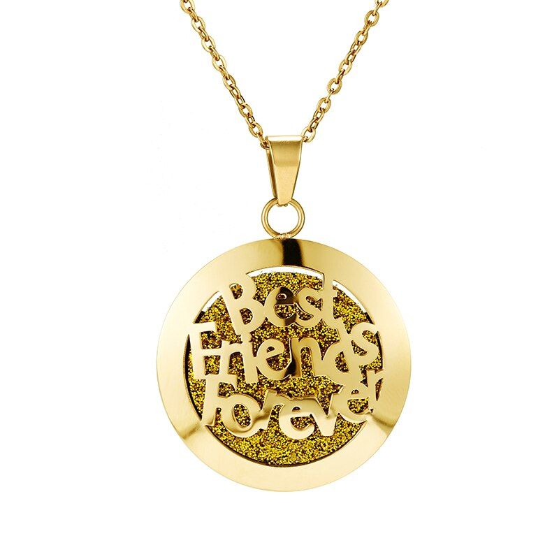 Gold Color Simple Diffuser Locket Perfume Essential Oil Necklace Stainless Steel Aromatherapy Locket with Felt Pads For Woman