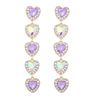 Evening Party Women Glitter Rhinestone Heart Long Dangle Stud Earrings Jewelry
