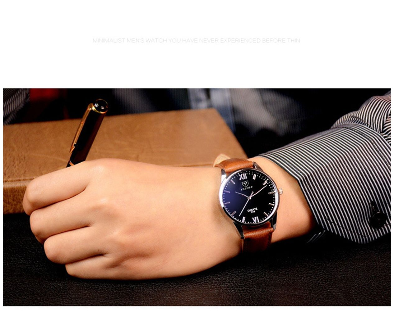 Yfashion YAZOLE Roman scale business men's belt quartz watch